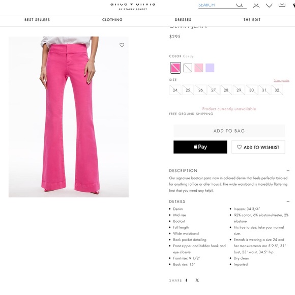 Alice + Olivia Olivia Pink Bootcut Denim Jeans - Picture 3 of 16